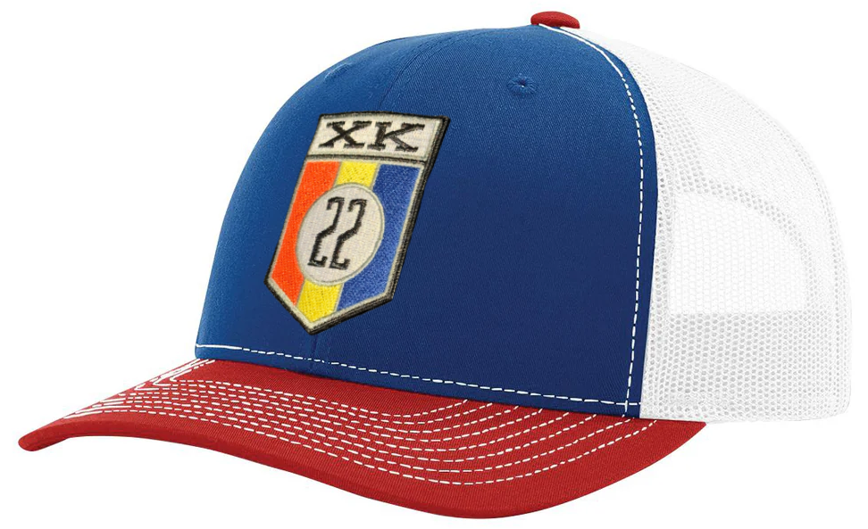 XK22 embroidery patch on Richardson 112 Trucker cap