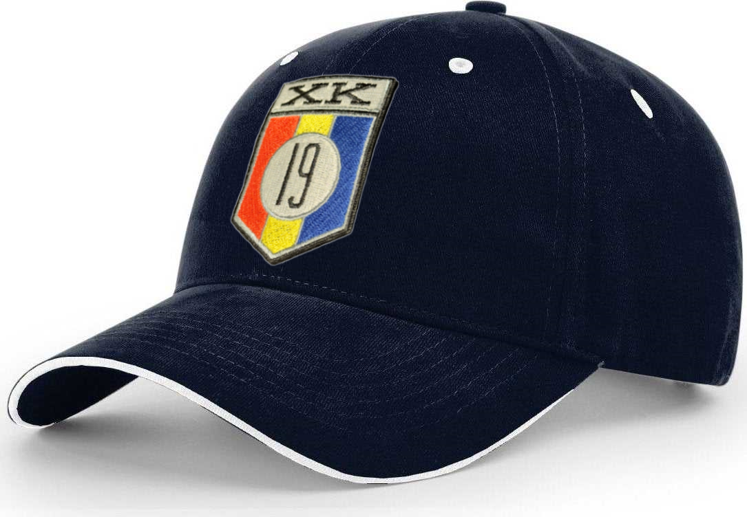 XK19 embroidered patch on a Richardson R78 100% cotton twill hat