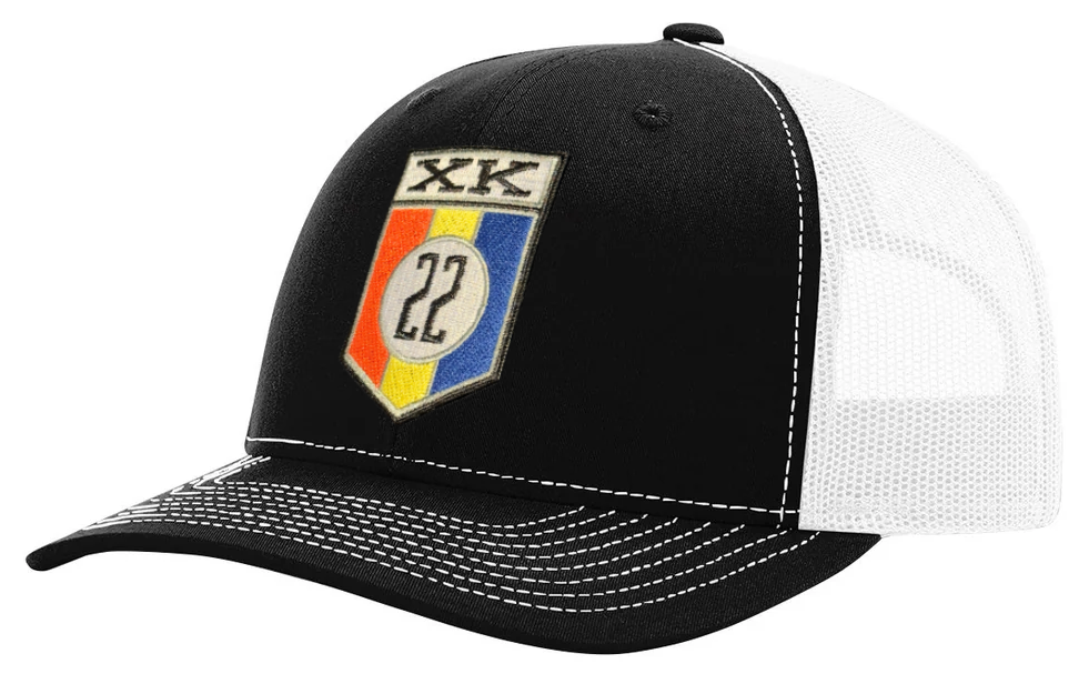 XK22 embroidery patch on Richardson 112 Trucker cap