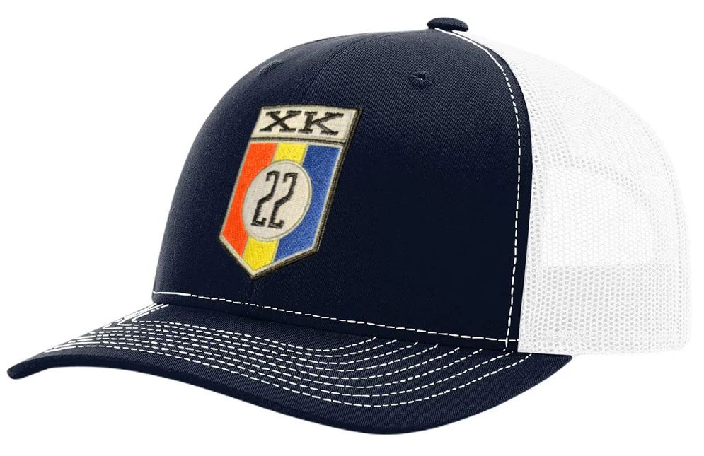 XK22 embroidery patch on Richardson 112 Trucker cap